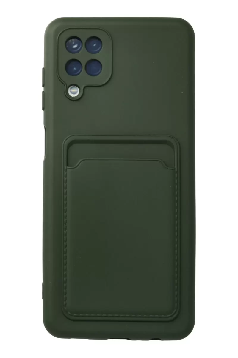 Newface Samsung Galaxy A12 Kılıf Kelvin Kartvizitli Silikon - Koyu Yeşil