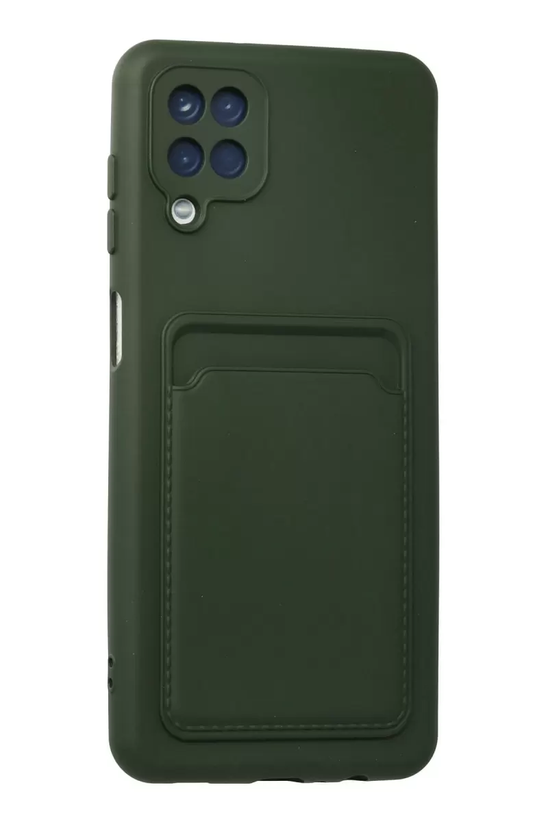Newface Samsung Galaxy A12 Kılıf Kelvin Kartvizitli Silikon - Koyu Yeşil