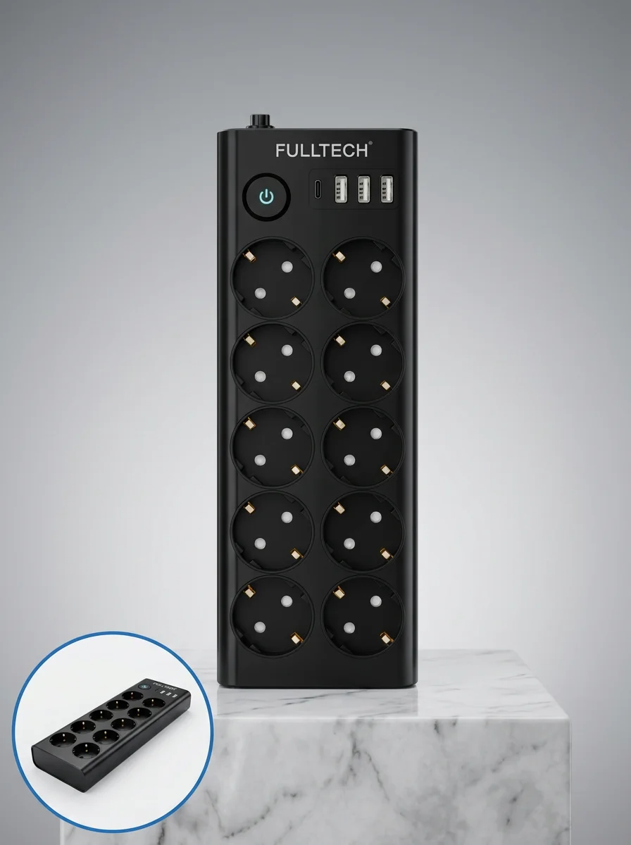 10'lu Çoklu Priz USB ve Type-C Şarj Girişli Akım Korumalı Grup Priz