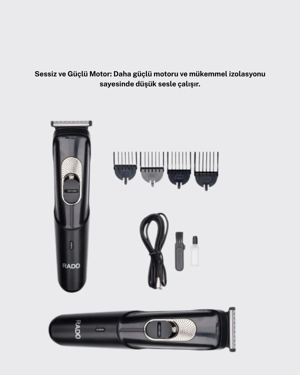 Paslanmaz Bıçaklı Şarjlı ve Sessiz Saç Sakal Kesme Makinesi – Ev Kullanımı İçin İdeal