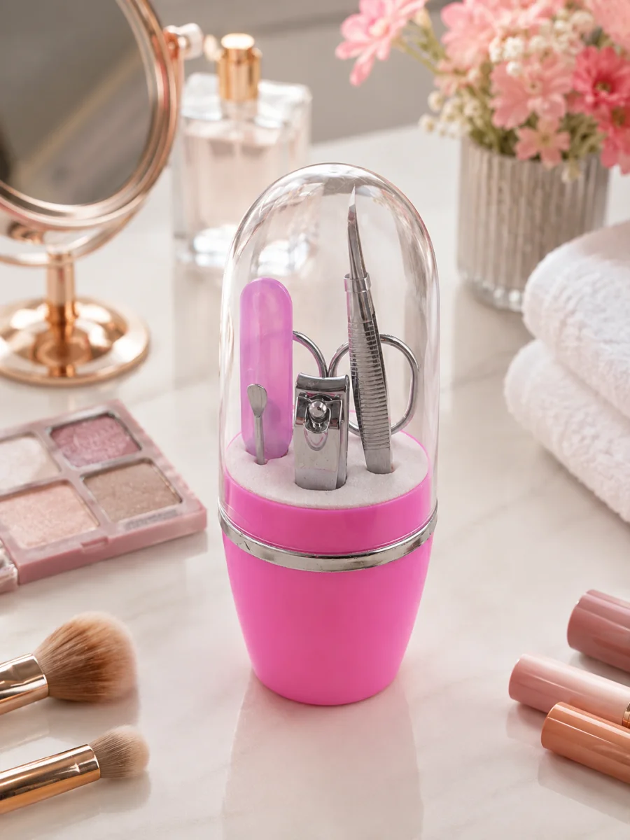 Pembe Tırnak Bakım Seti Cımbız Makas Tırnak Makası ve Törpü İçeren Kit