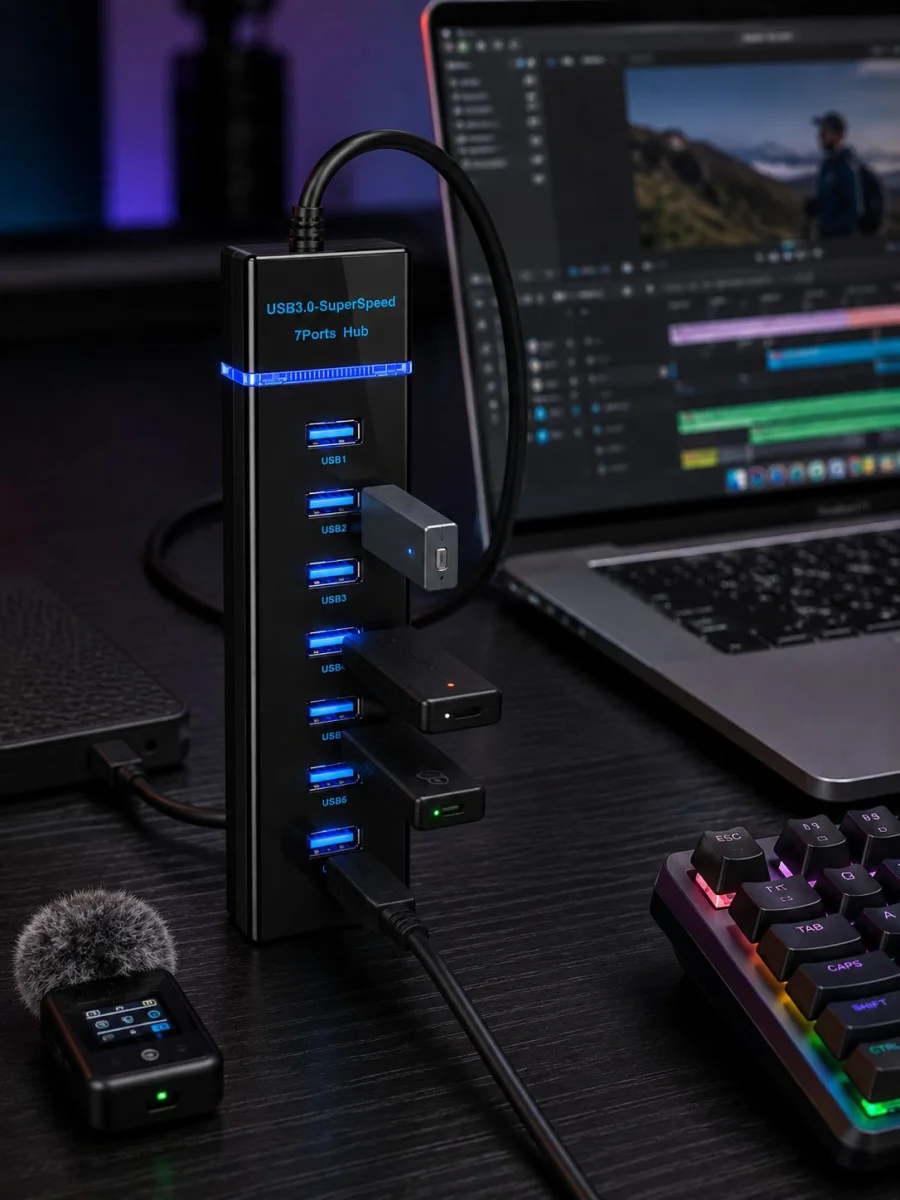 USB Hub 7 Port USB 3.0 Çoklayıcı Windows Uyumlu