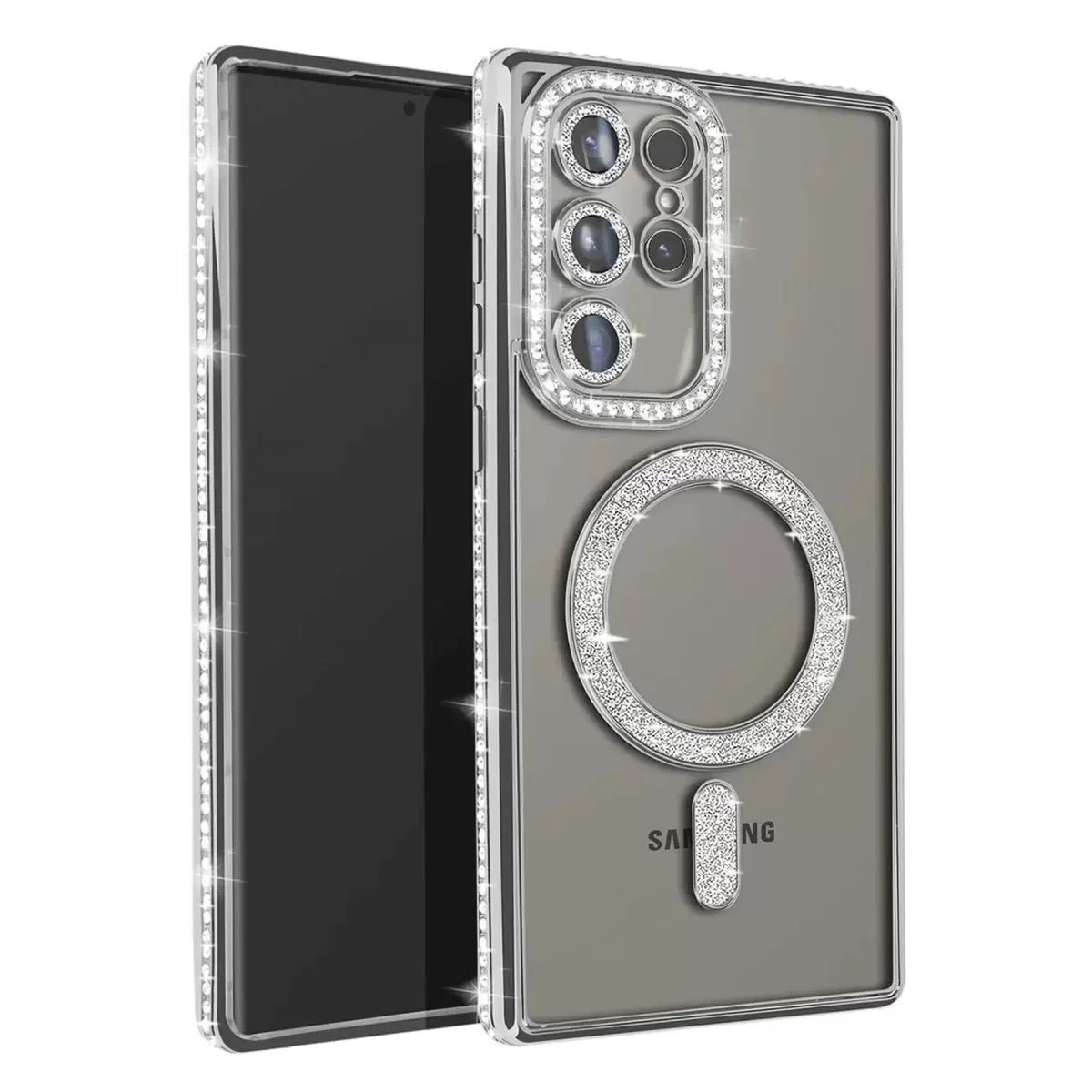 Newface Samsung Galaxy S23 Ultra Joke Simli Magneticsafe Kılıf - Gümüş