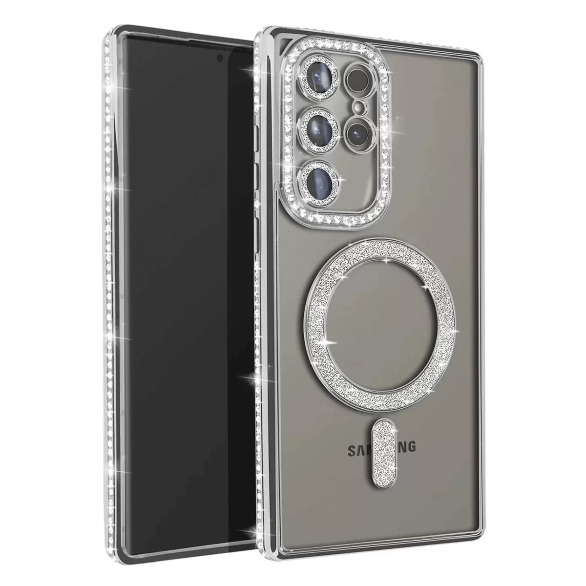 Newface Samsung Galaxy S23 Ultra Joke Simli Magneticsafe Kılıf - Gümüş