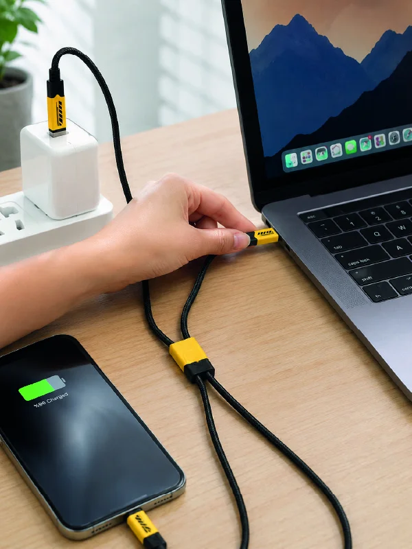 3'lü Şarj Kablosu Hızlı Şarj Destekli Dayanıklı Örgü USB Kablo