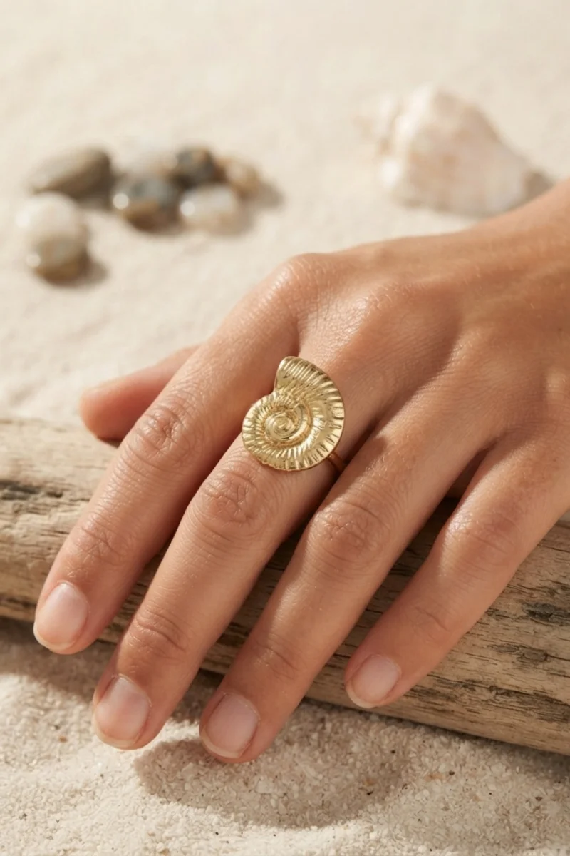 Nautilus Tasarım Gold Renk Kadın Yüzük