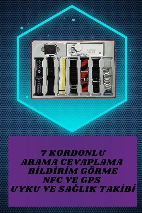 7 Kordonlu Akıllı Saat Ve 3.Nesil Kulaklık Dokunmatik Ekran Sesli Görüşme Yapabilen