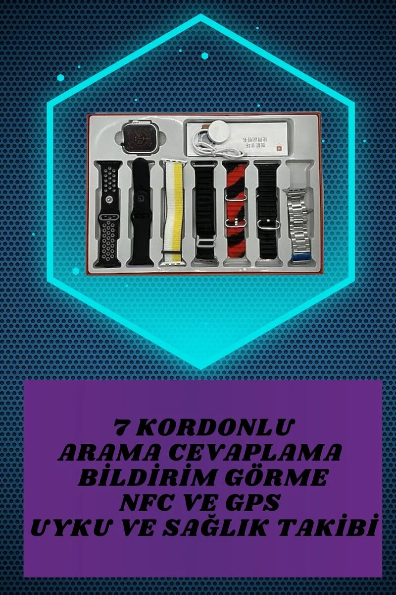 Kulak Üstü P9 Kablosuz Bluetooth Kulaklık ve 7 Kordonlu Akıllı Saat