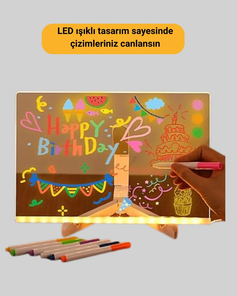 USB Bağlantılı LED Akrilik Çizim ve Not Tahtası