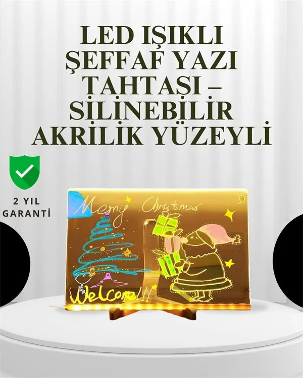 Dekoratif LED Yazı Tahtası – Silinebilir Neon Kalemli Planlama ve Hatırlatma İçin İdeal