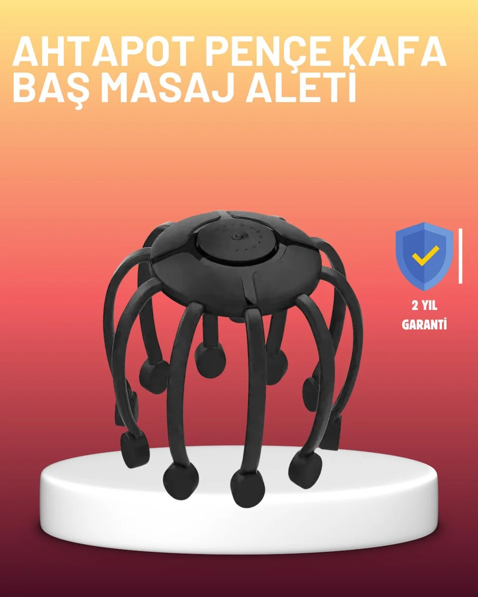 USB Şarjlı Kafa Masaj Aleti 3 Modlu 8 Başlıklı Stres Giderici