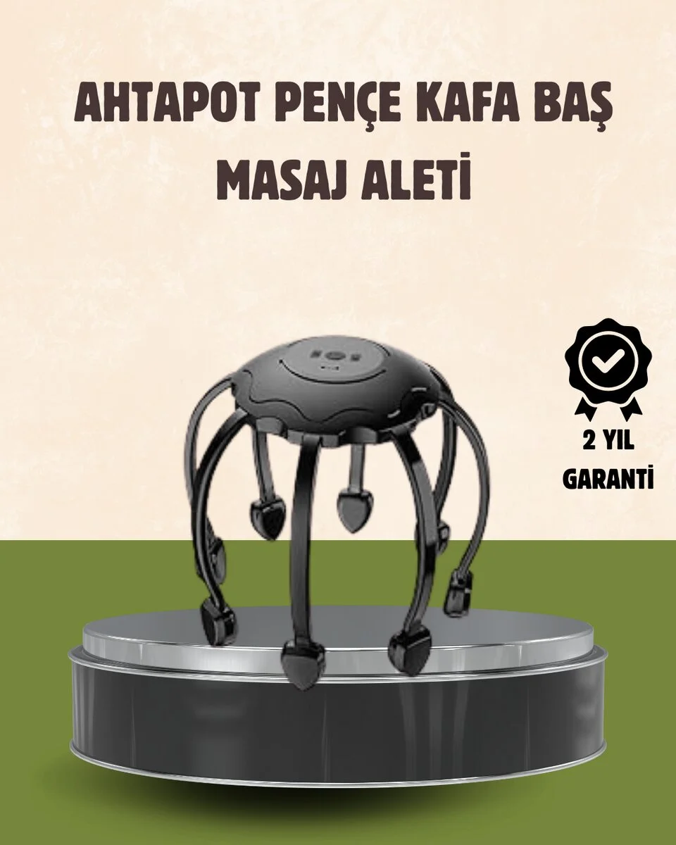 Kafa Masaj Cihazı 8 Motorlu 360 Derece Tam Kapsamlı Rahatlatıcı Masaj