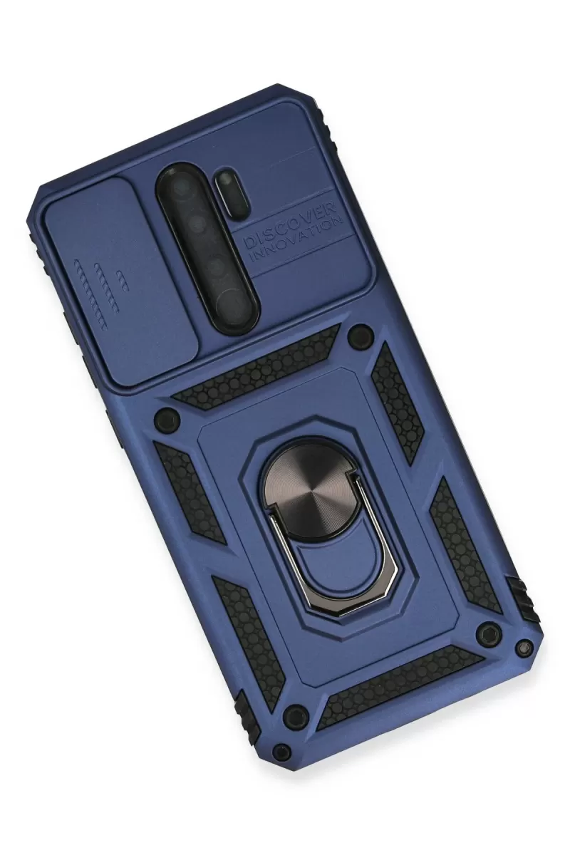 Newface Xiaomi Redmi Note 8 Pro Kılıf Pars Lens Yüzüklü Silikon - Lacivert