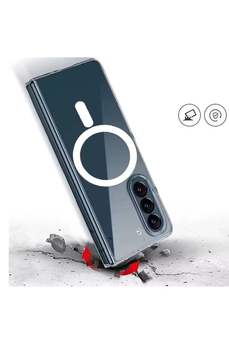 Newface Samsung Galaxy Z Fold 5 Kılıf Magneticsafe Şeffaf Silikon - Şeffaf