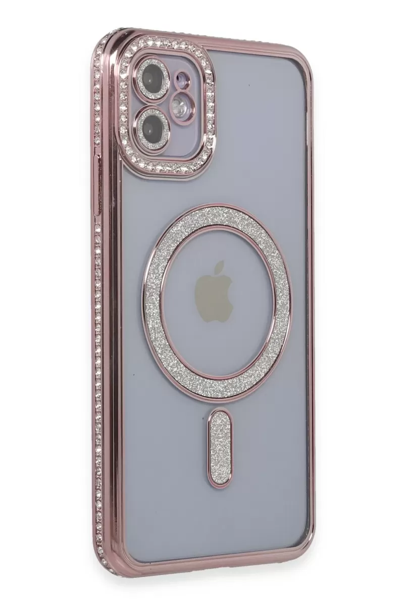 Newface Apple iPhone 11 Kılıf Joke Simli Magneticsafe Kılıf - Pembe