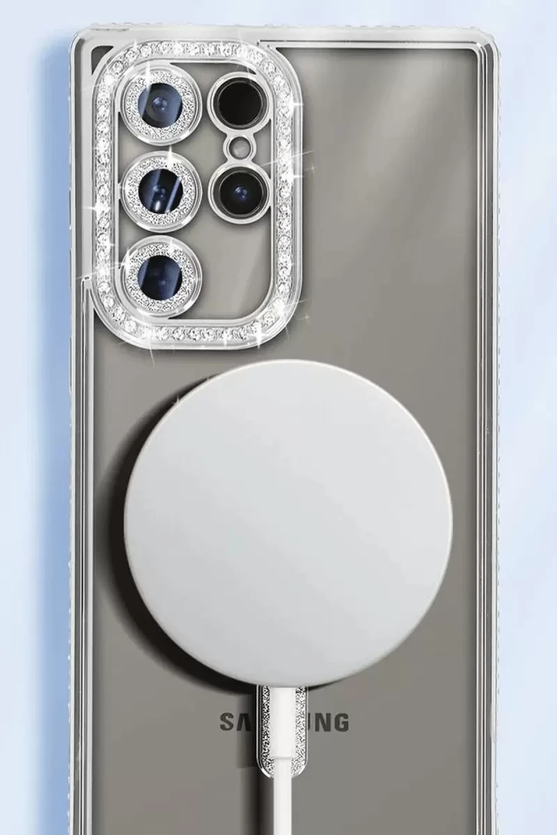 Newface Samsung Galaxy S25 Ultra Kılıf Joke Simli Magneticsafe Kılıf - Pembe
