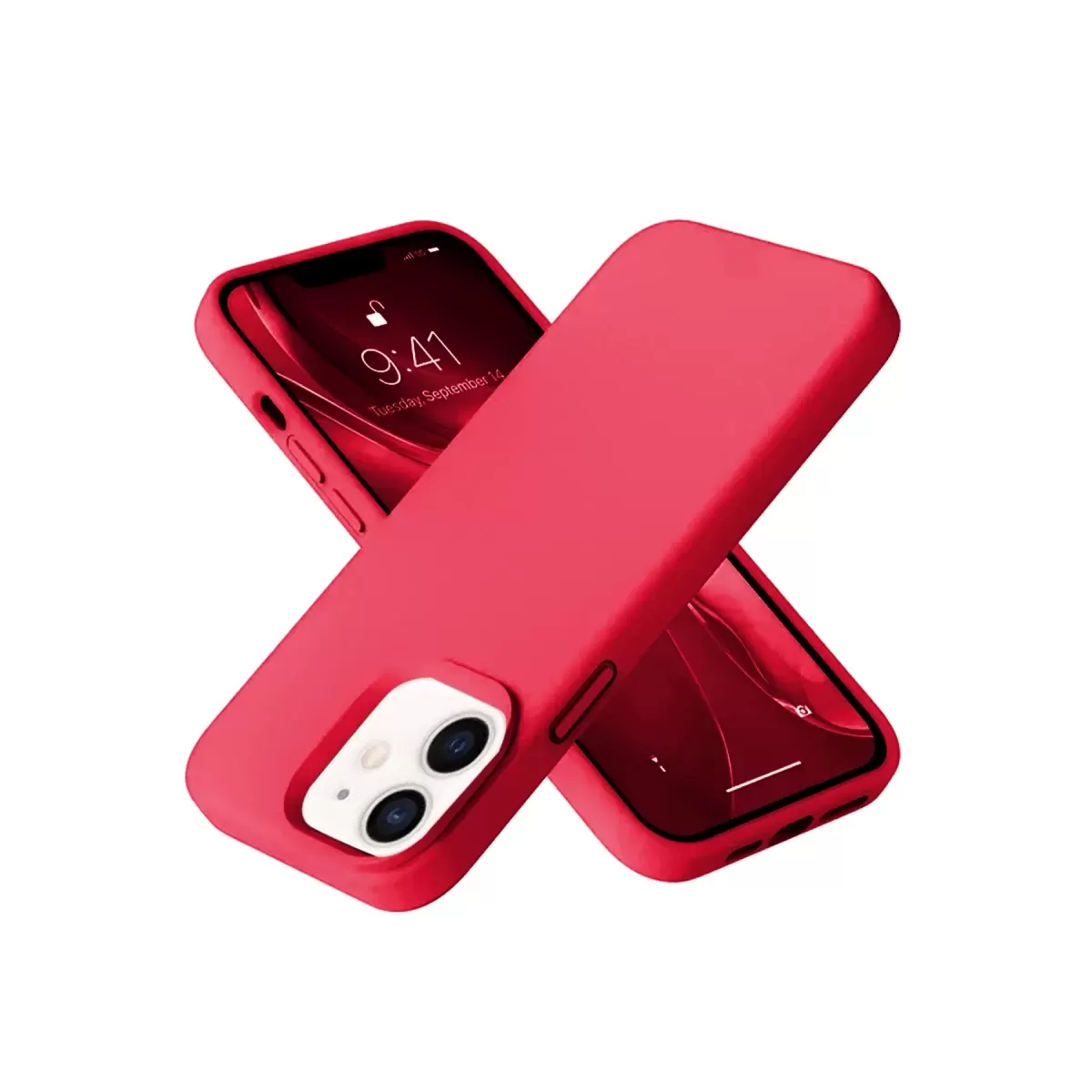 Newface Apple iPhone 12 Kılıf Nano içi Kadife Silikon - Kırmızı