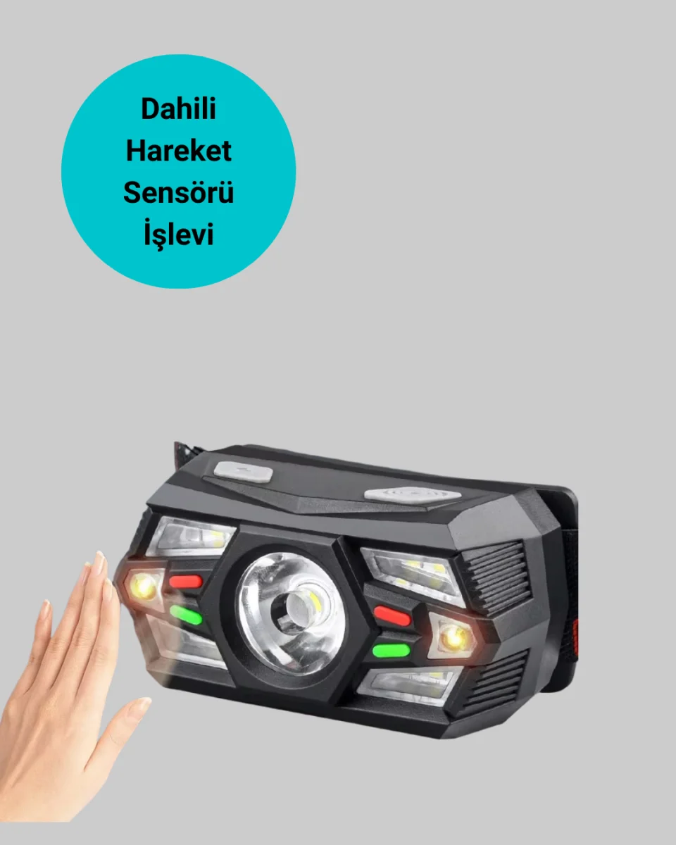 Şarj Edilebilir LED Far Hareket Sensörlü 5 Modlu Outdoor Yeni Nesil