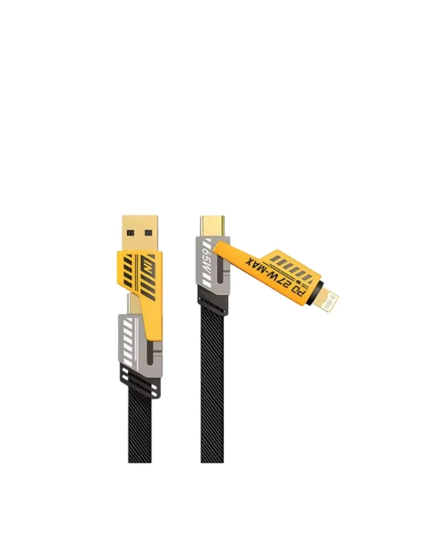 65W 4'ü 1 Arada Çoklu Şarj Kablosu – USB-C, USB-A, Lightning, Veri ve Şarj Desteği Yeni Nesil
