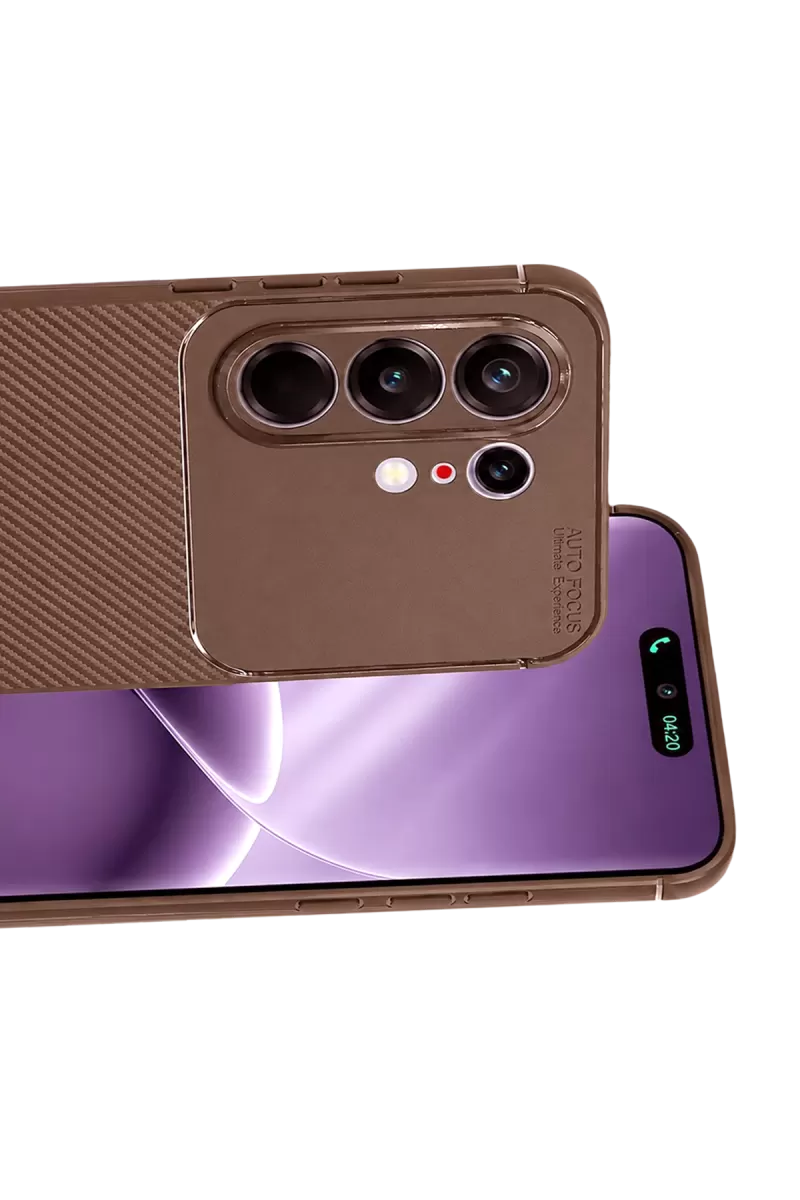 Newface Tecno Camon 50 Pro 5G Auto Focus Karbon Kapak - Kahverengi