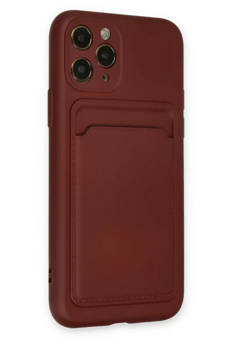 Newface Apple iPhone 11 Pro Kılıf Kelvin Kartvizitli Silikon - Bordo