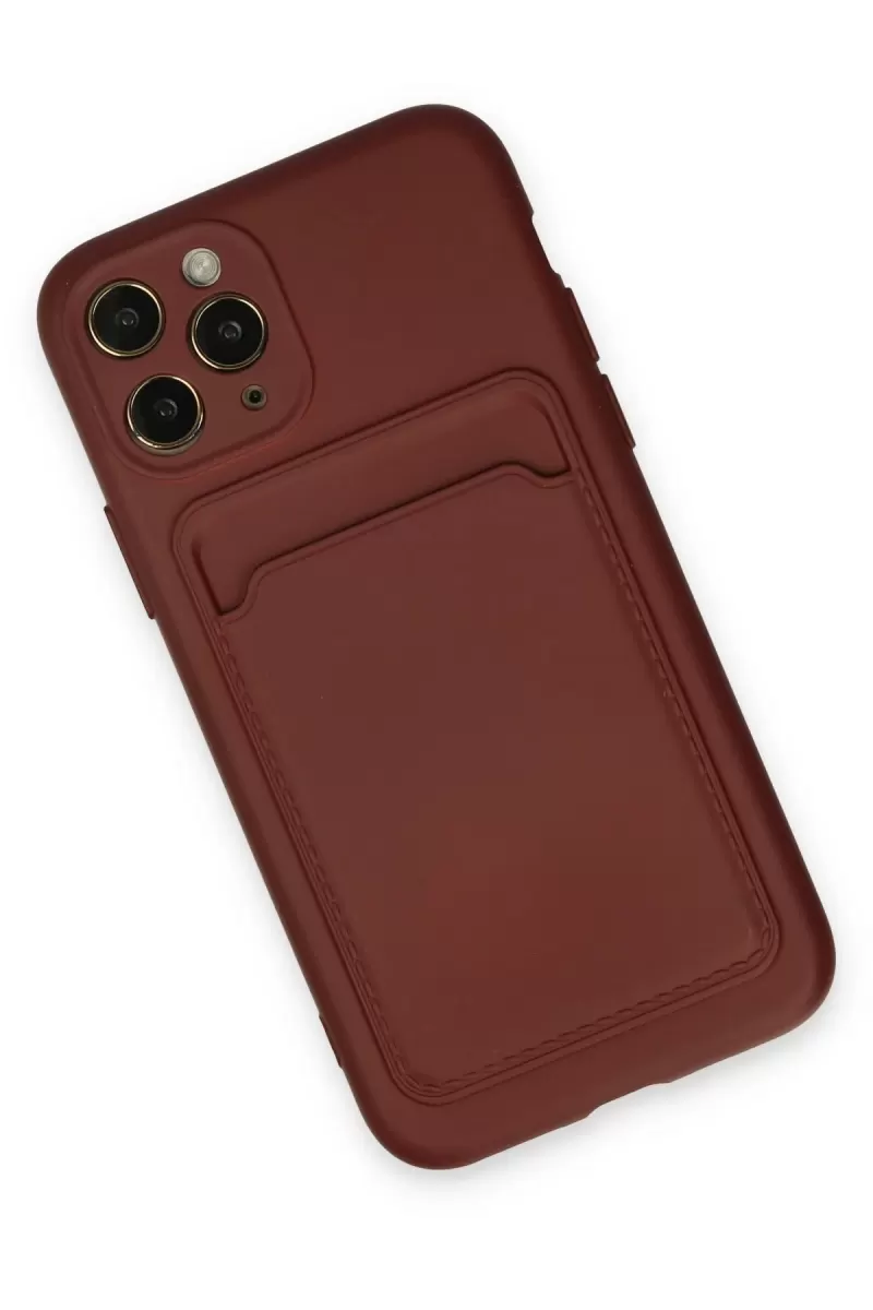 Newface Apple iPhone 11 Pro Kılıf Kelvin Kartvizitli Silikon - Bordo