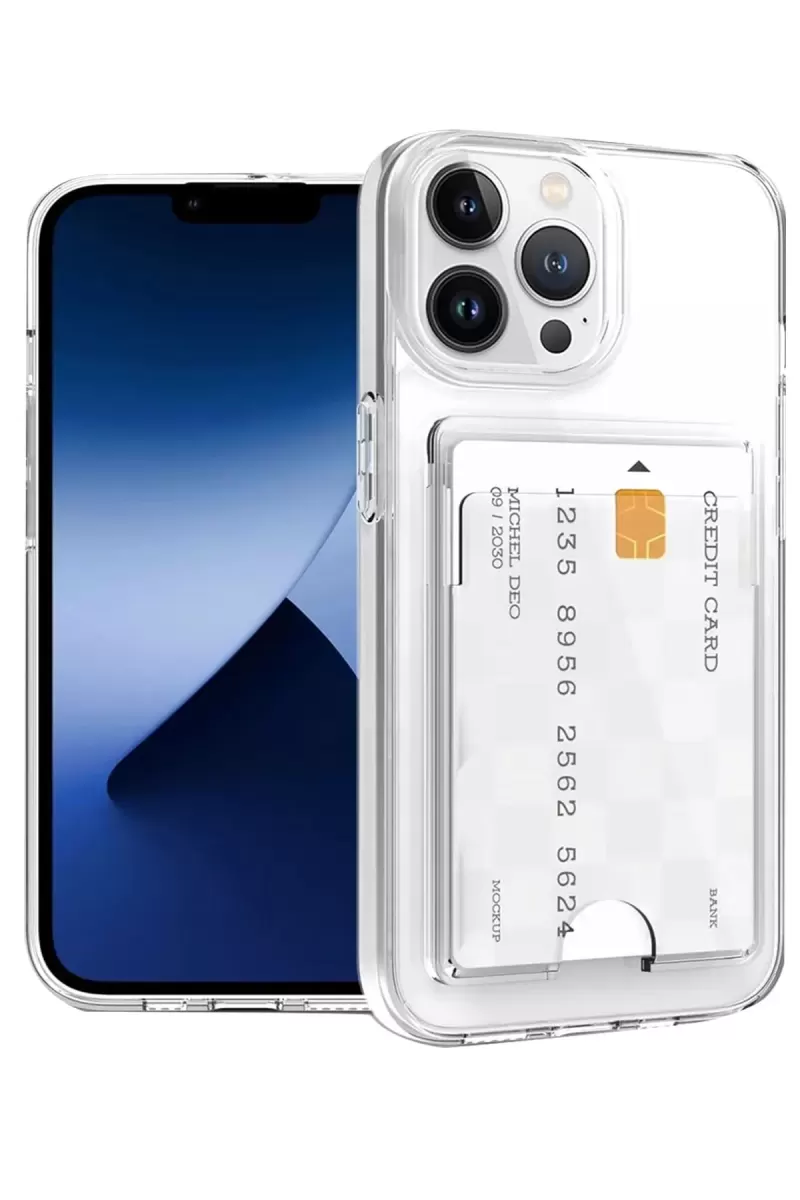 Newface Apple iPhone 13 Pro Kılıf Kart Şeffaf Silikon - Şeffaf