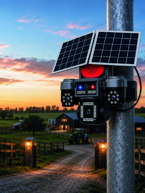 LED Projektörlü Sirenli Güneş Enerjili Akıllı Güvenlik Kamerası