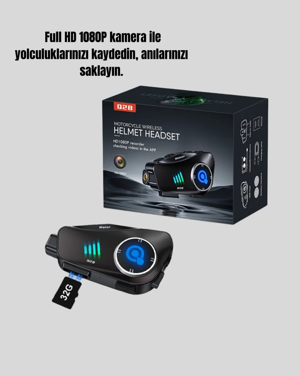 Q28 Kameralı Motosiklet Kask Kulaklık Bluetooth 5.3 Su Geçirmez 1080P HD Yeni Nesil