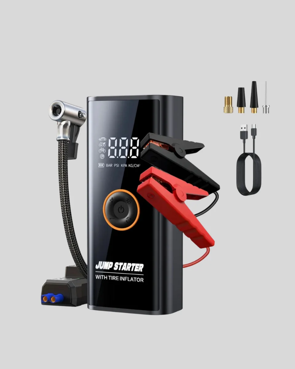 Çok Fonksiyonlu Araç Yol Yardım Kiti Jump Starter ve Lastik Pompası Yeni Nesil