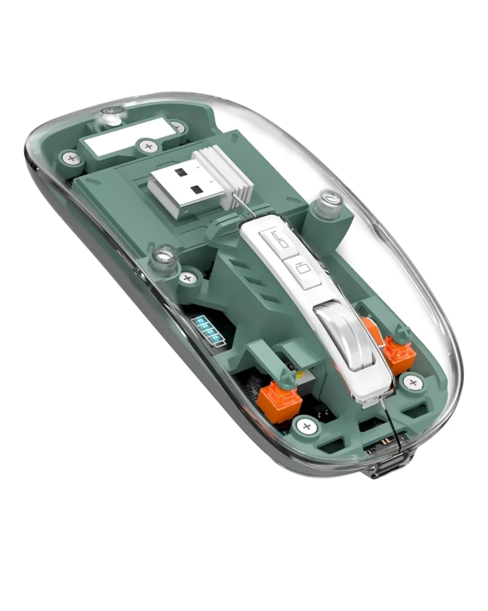 Bluetooth ve 2.4G USB Destekli Pilli Kablosuz Şeffaf Mouse Yeni Nesil
