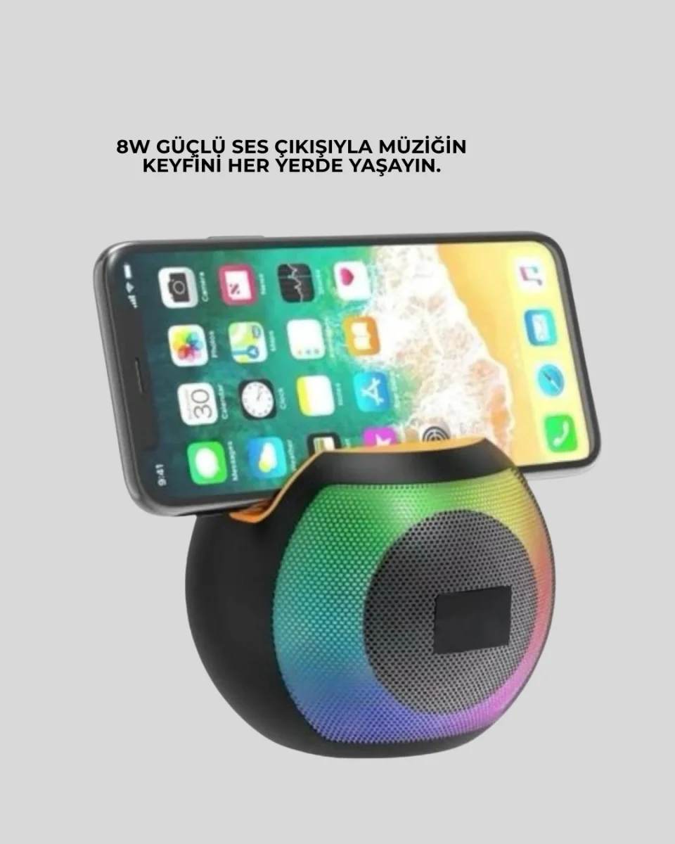 RGB Işıklı Taşınabilir Kablosuz Bluetooth Hoparlör Yeni Nesil