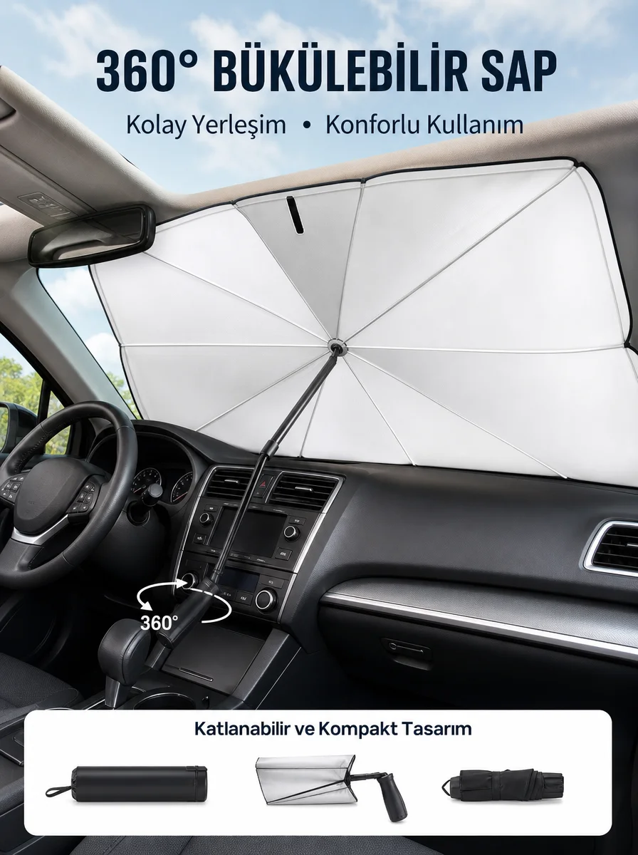 Pratik Ön Cam Güneşliği – Geniş Kapsama Alanı, Kolay Saklama Yeni Nesil
