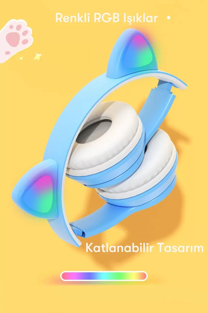 Newface P47M Kablosuz Kedi Kulaklık - Mor