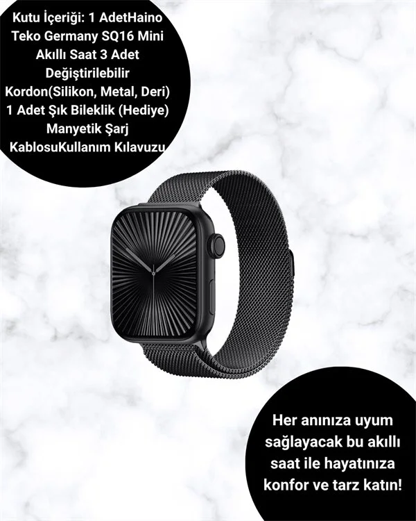 Akıllı Saat SQ-16 Mini Series 10 | Unisex Tasarım Sağlık ve Spor Takibi