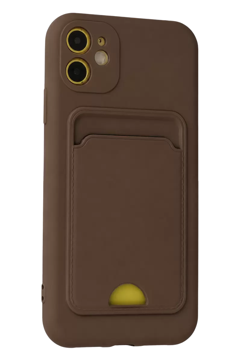 Newface Apple iPhone 11 Kılıf Kelvin Kartvizitli Silikon - Kahverengi