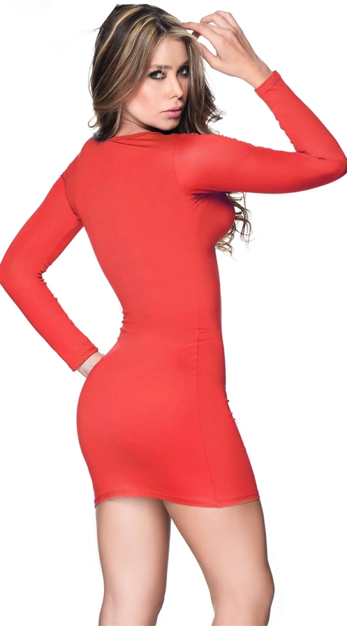 B100866 Uzun Kollu Mini Elbise