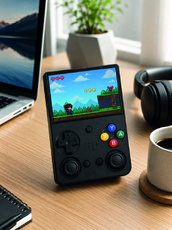3.5 İnç IPS Ekran Retro Oyun Konsolu 64GB Dahili Hafıza Çift Analog Joystick Taşınabilir El Konsolu