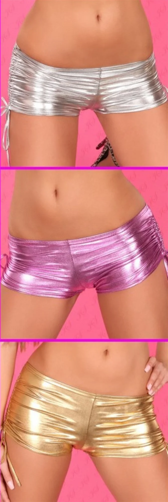 B100946 Yandan Büzgülü Lame Şort