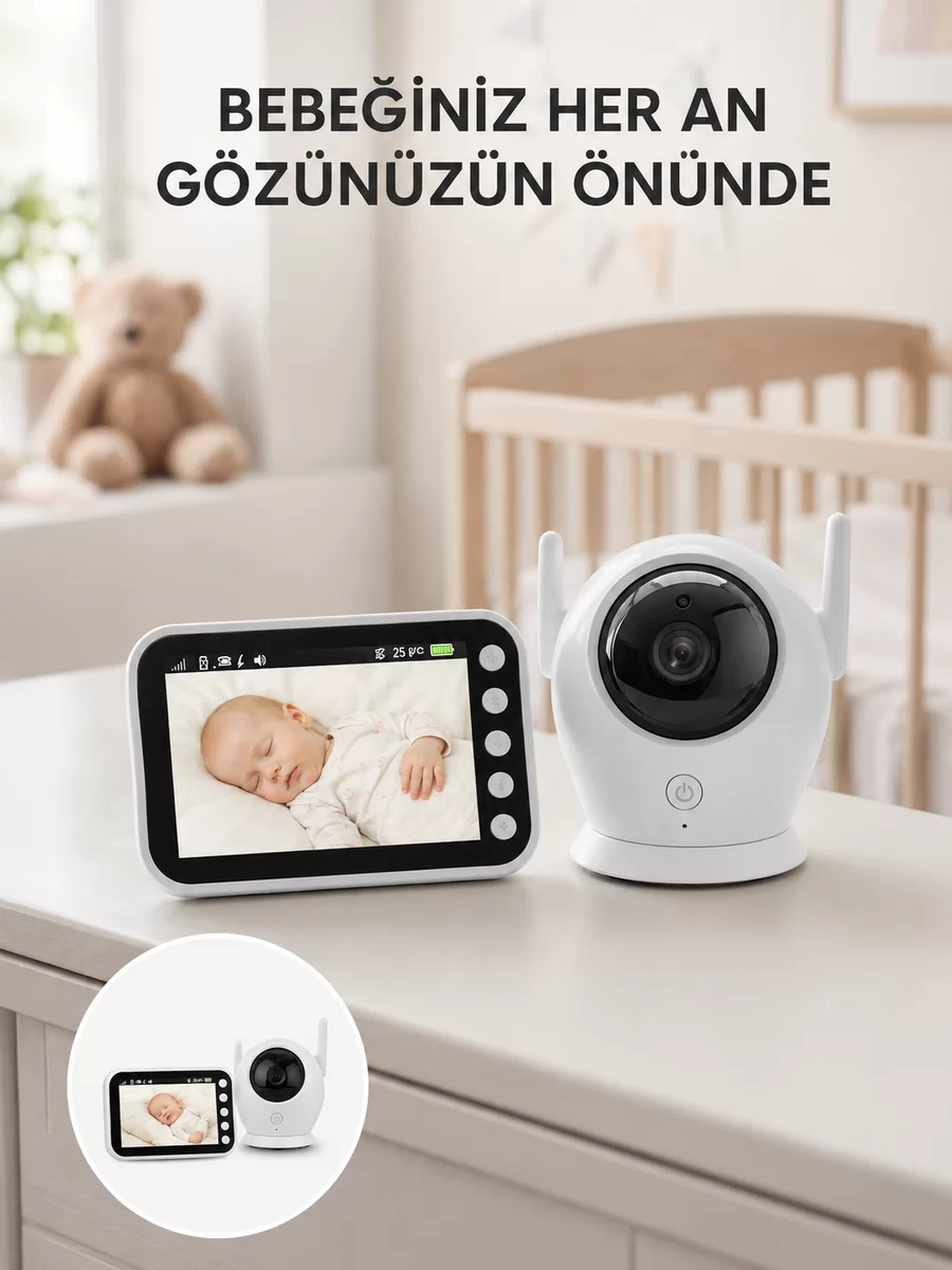 4.5 İnç Ekranlı Gece Görüşlü Bebek Kamerası ve Monitörü Yeni Nesil
