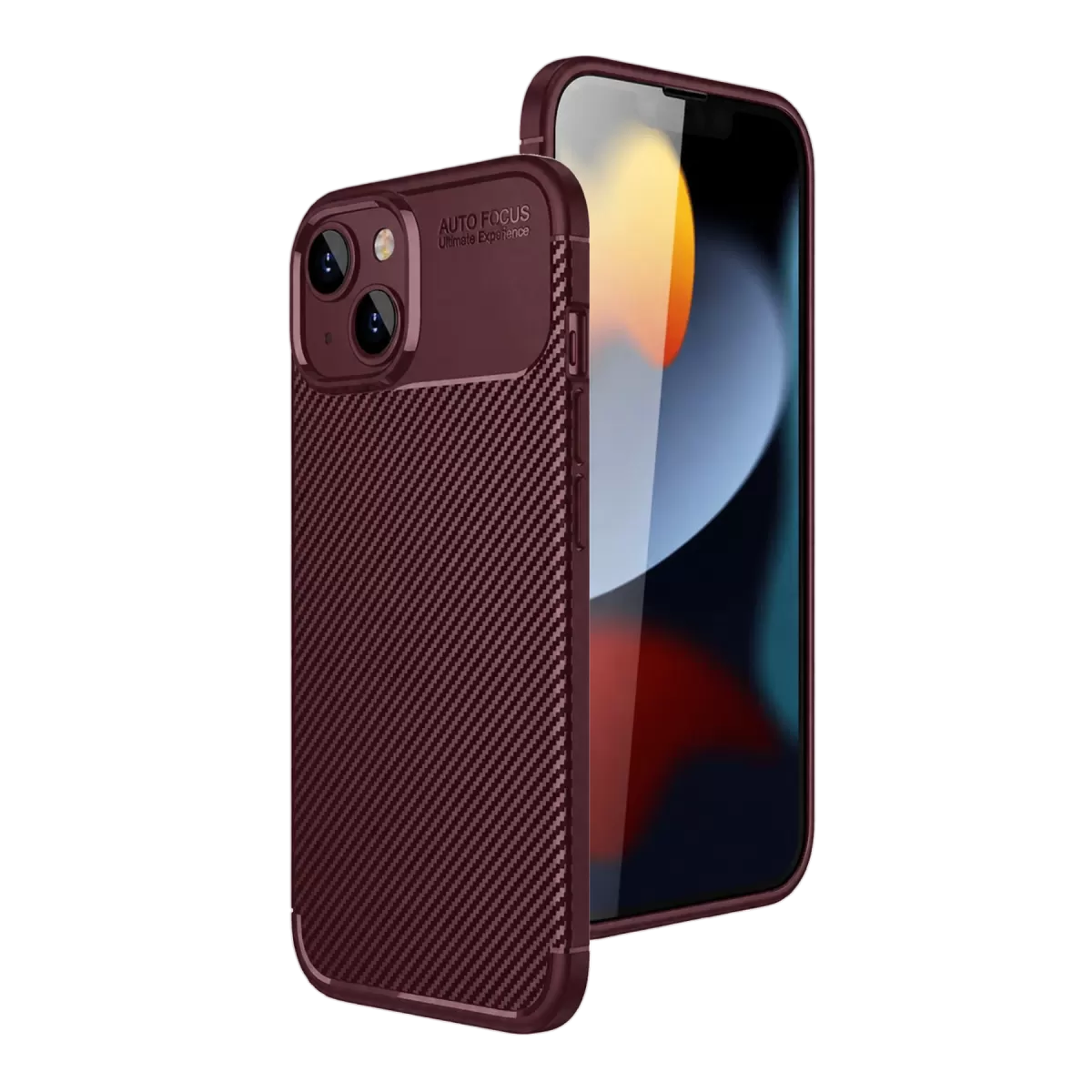 Newface Apple iPhone 15 Kılıf Auto Focus Karbon Kapak - Bordo
