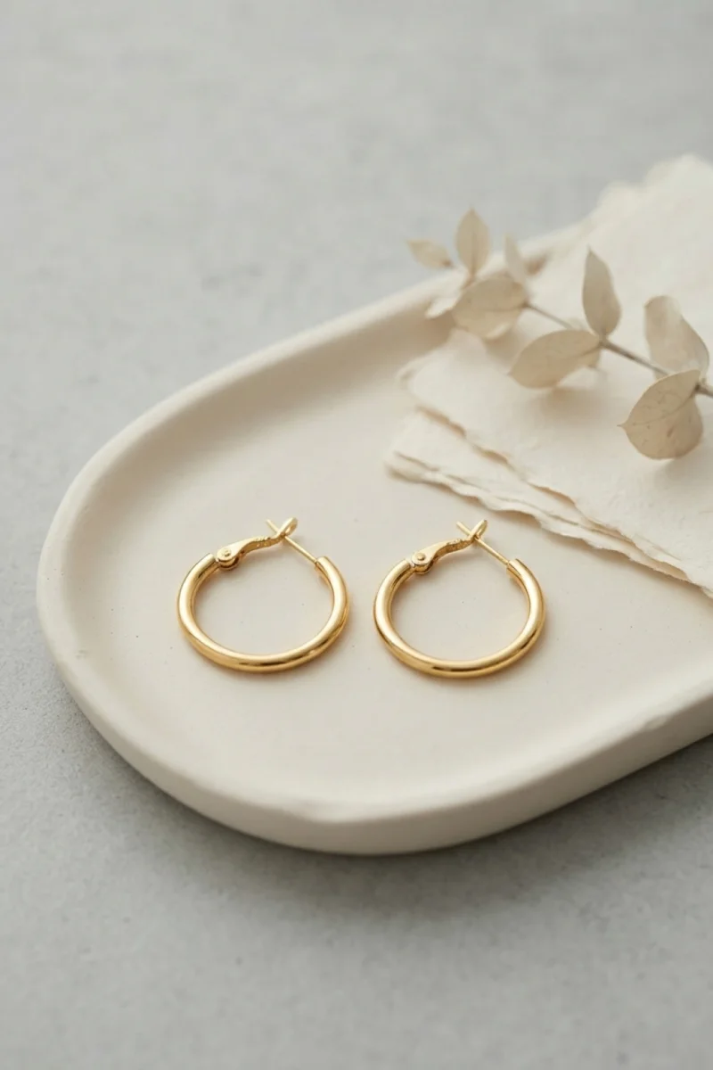 316L Çelik Gold Renk 22 mm Halka Küpe