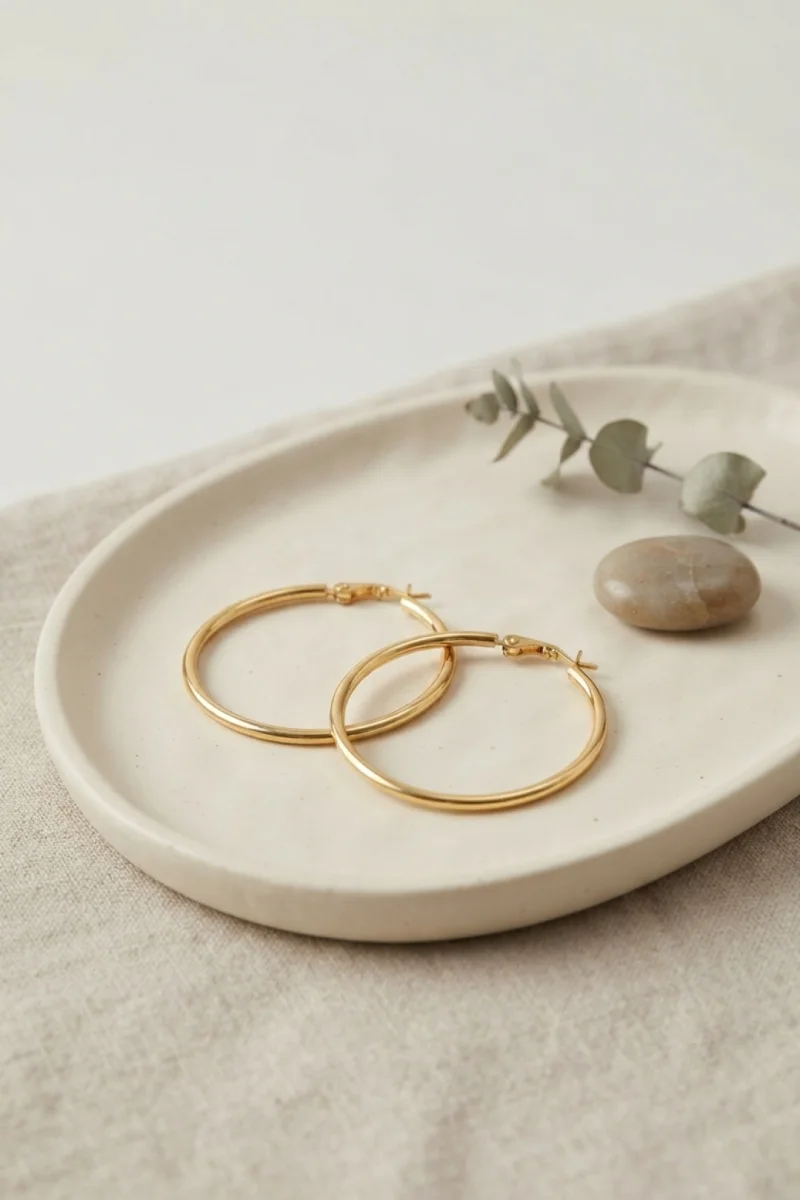 316L Çelik Gold Renk 36 mm Halka Küpe