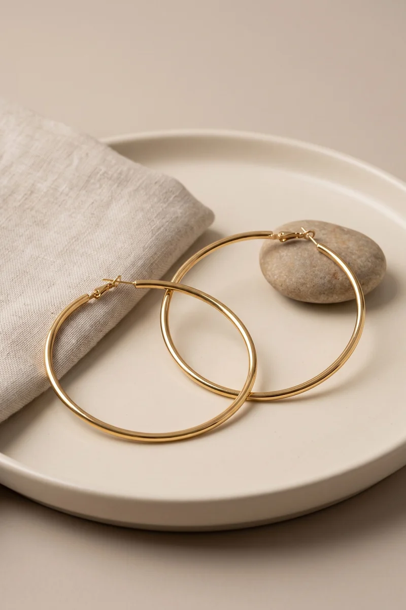316L Çelik Gold Renk 66 mm Halka Küpe