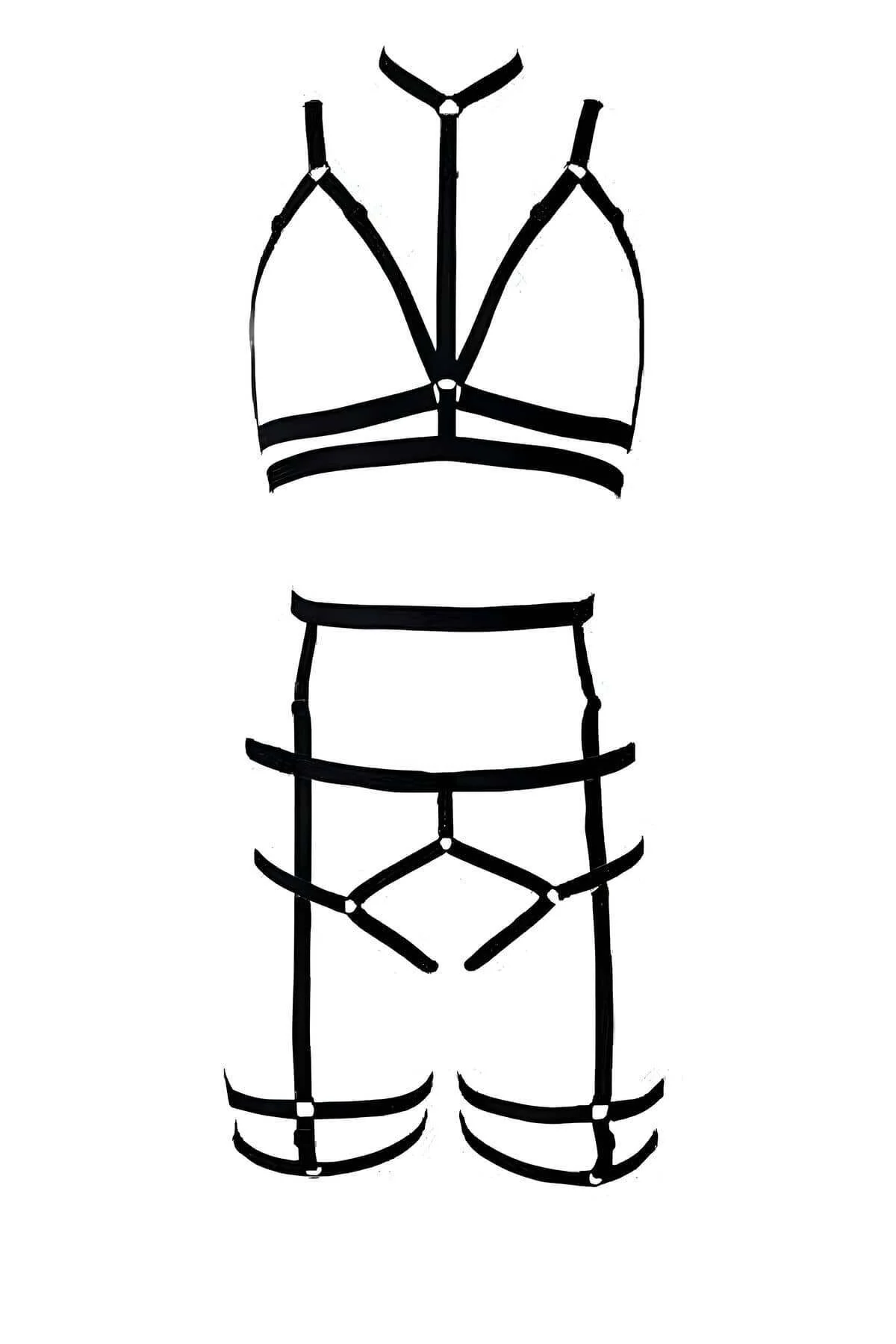 String - Sütyen Jartiyer Harness Takım - Brf142