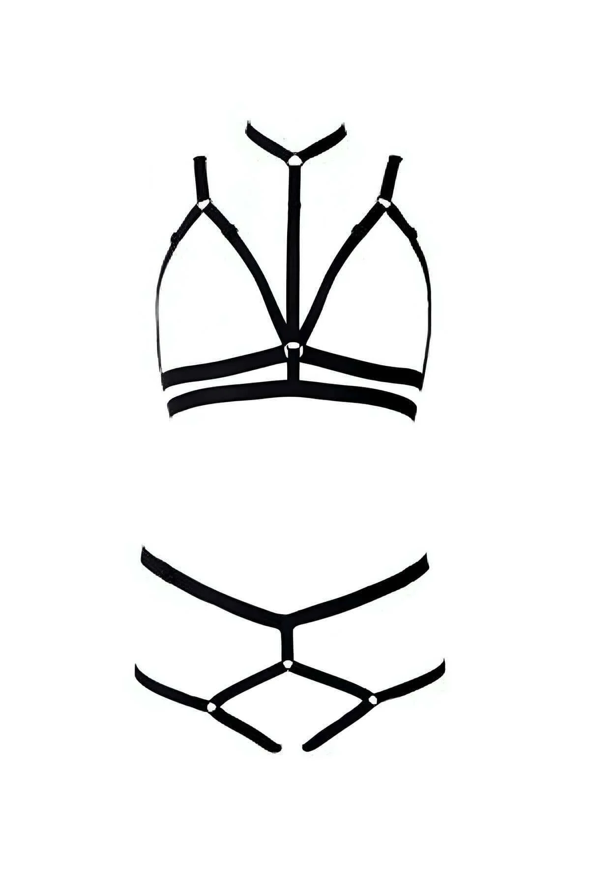 Sütyen - String Lastik Harness Takım - Brf144