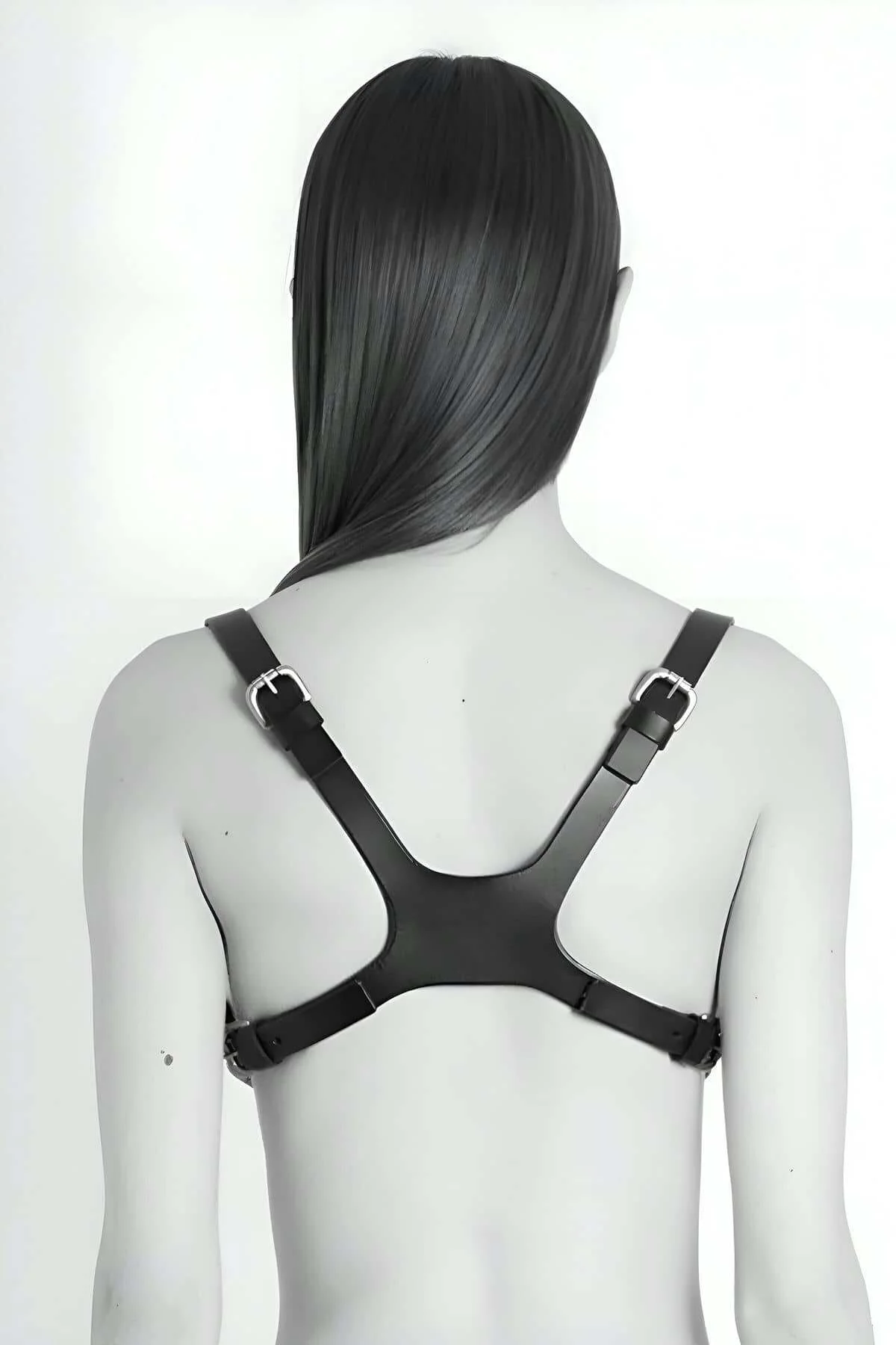 Kurukafa Tasarımlı Giysi Üzeri Giyilebilir Fantazi Seksi Deri Body Harness - Brf1153