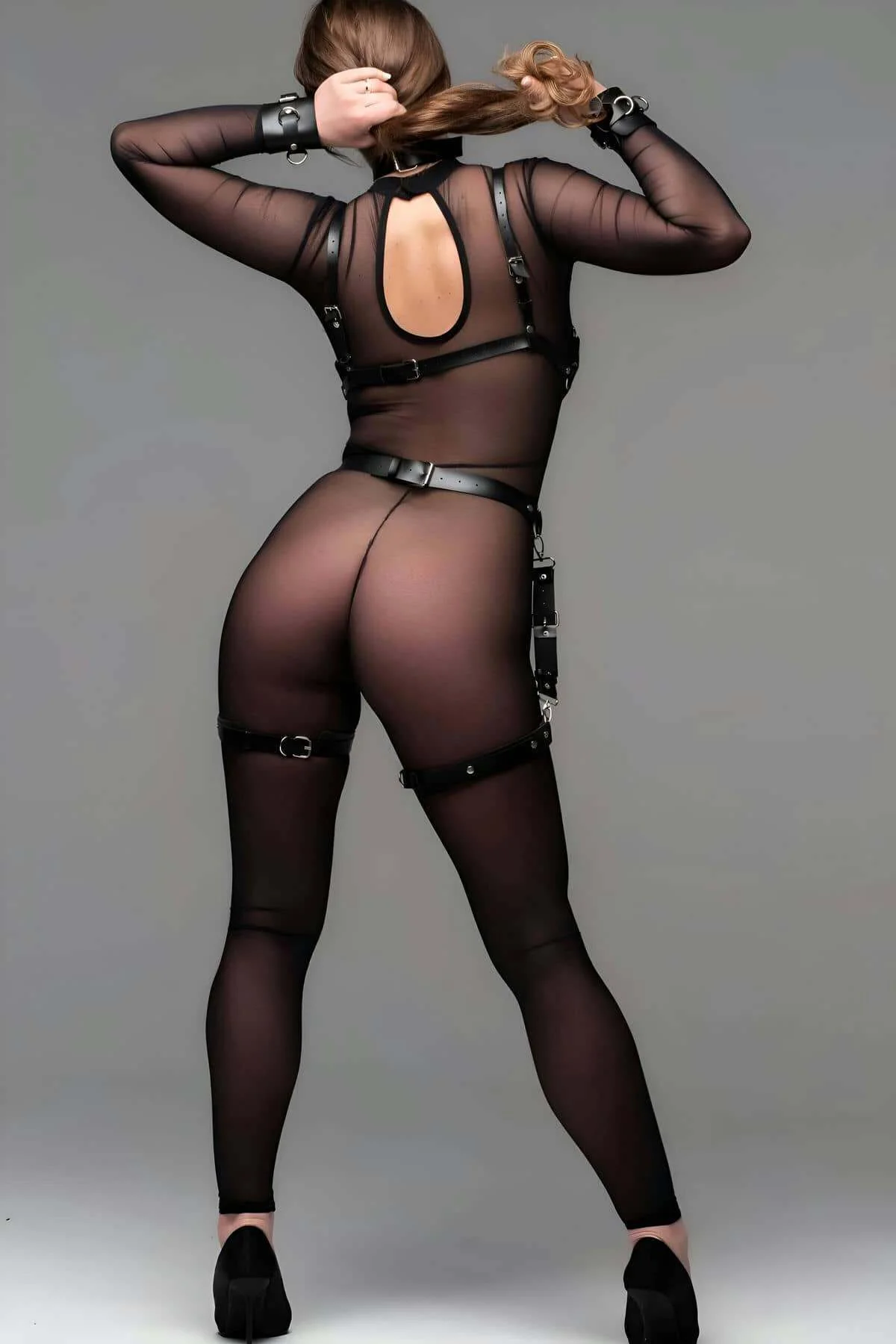 Bileklikli Fantazi Ağsız Deri Jartiyer Takım Harness - Brf1192