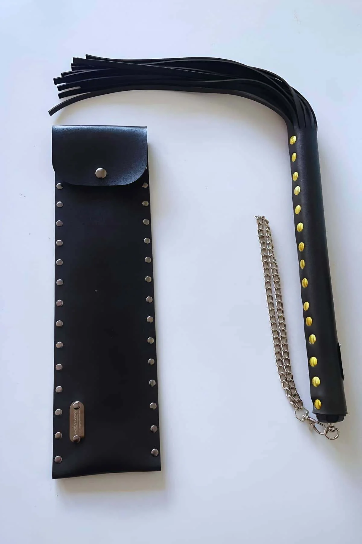 Deri Çantalı Siyah Kırbaç, Şık Deri Kırbaç, Sexy Aksesuar - Brf1287