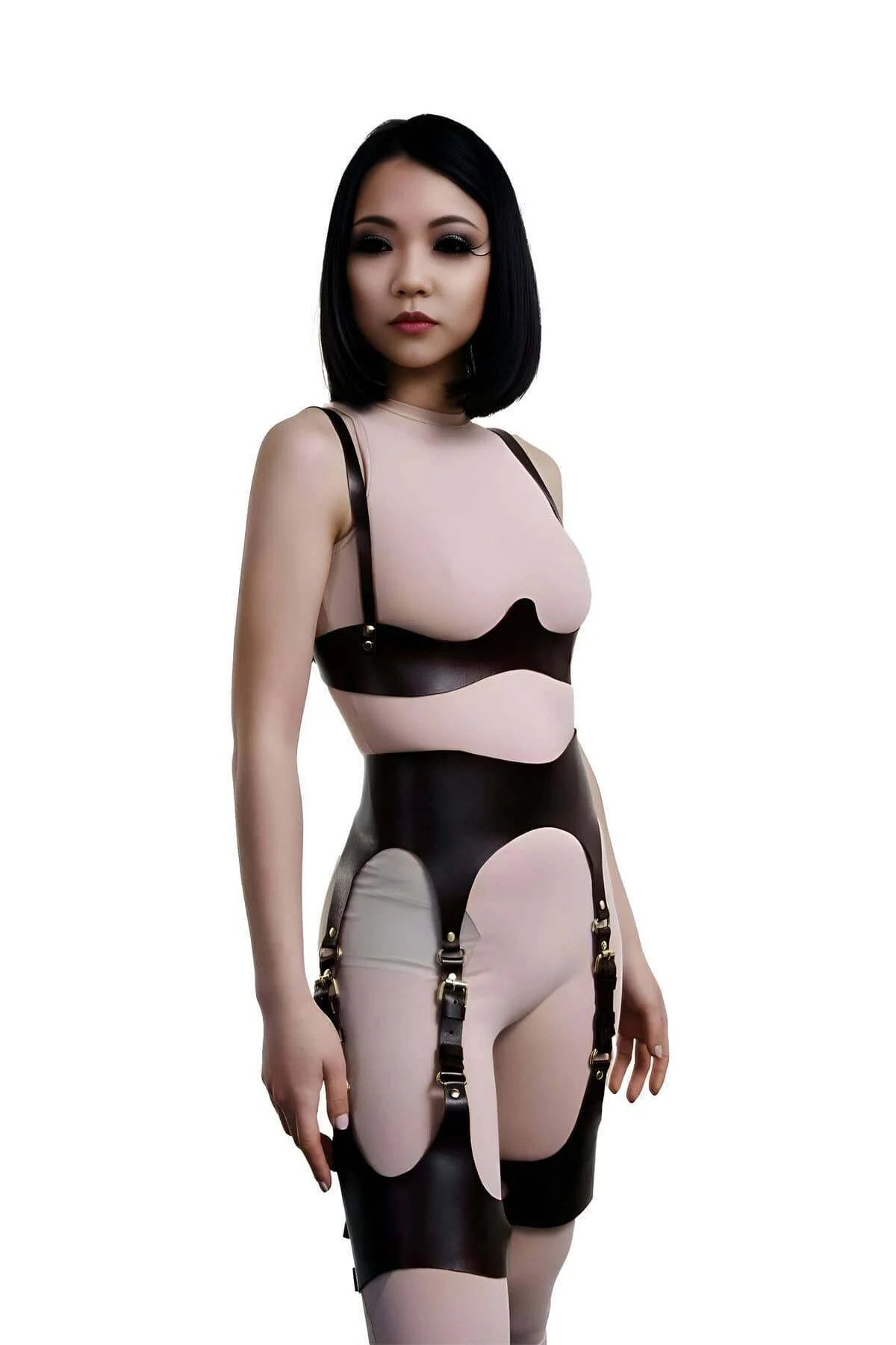 Deri Fantezi Jartiyer Takım, Erotik Deri İç Giyim - Brf1233
